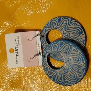 Aqua/Teal large pierced earrings